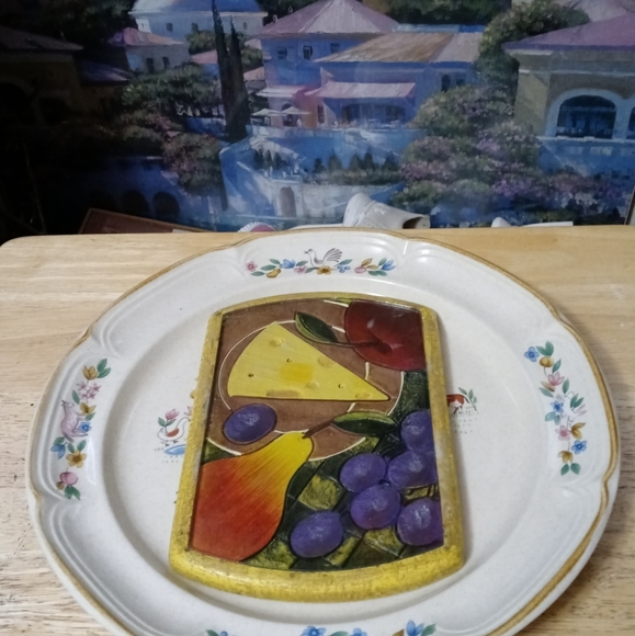 VTG International Heartland Serving 🍇 Platter&1 Clay Art Cheese Cutting Board. - Picture 2 of 16